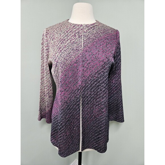 NWT Misook Classic Heritage Fit Cardigan Ombre Cardigan Jacket Pink Purple Sz S - Picture 1 of 8